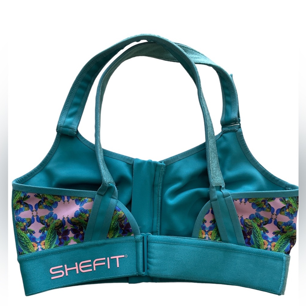 SHEFIT Flex Sports Bra Size LUXE Teal and Floral